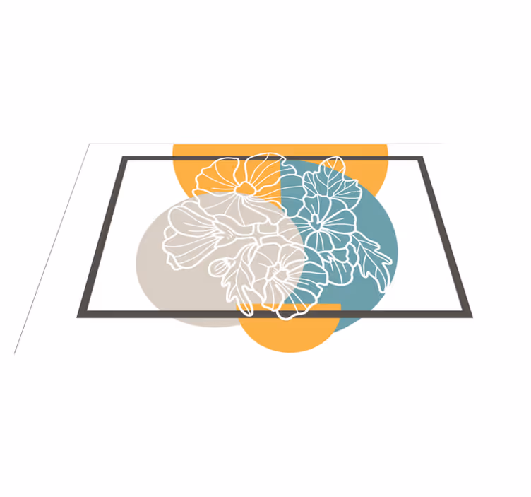 Søt minimalistisk rektangel og blomster vinyl teppe blomster og p - Tenstickers