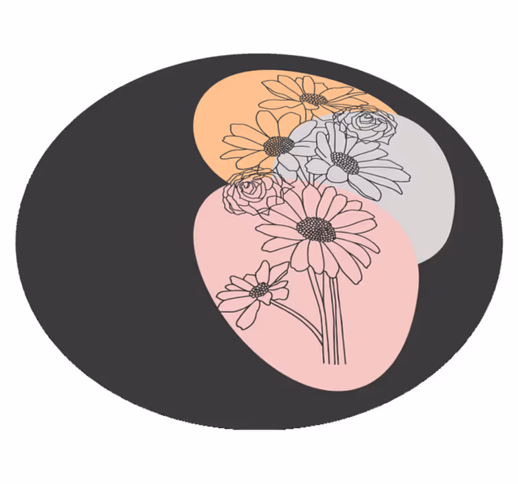 Sirkelsammensetning vinyl teppe blomster og planter - Tenstickers