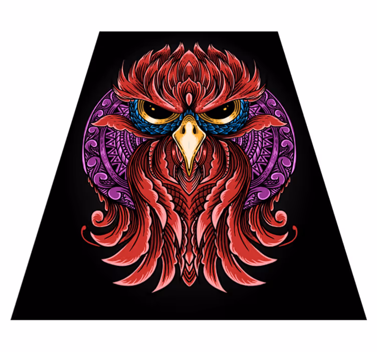 Rød mandala ugle vinyl teppe soverom - Tenstickers