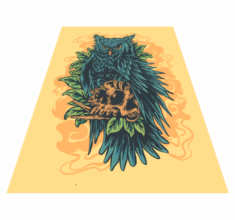 Mystisk uglekunst vinyl teppe dyreavtrykk - Tenstickers