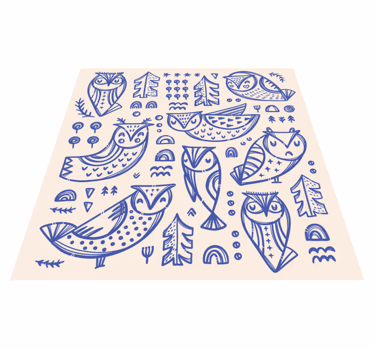 Lunefulle uglemønstre vinyl teppe spedbarn - Tenstickers