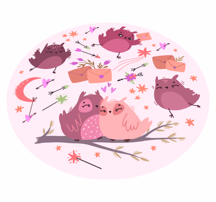 Lilla ugler vinyl teppe spedbarn - Tenstickers