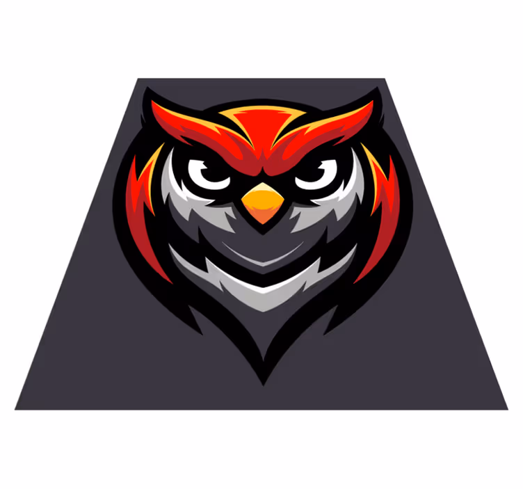 Rød gaming maskot ugle vinyl teppe soverom - Tenstickers