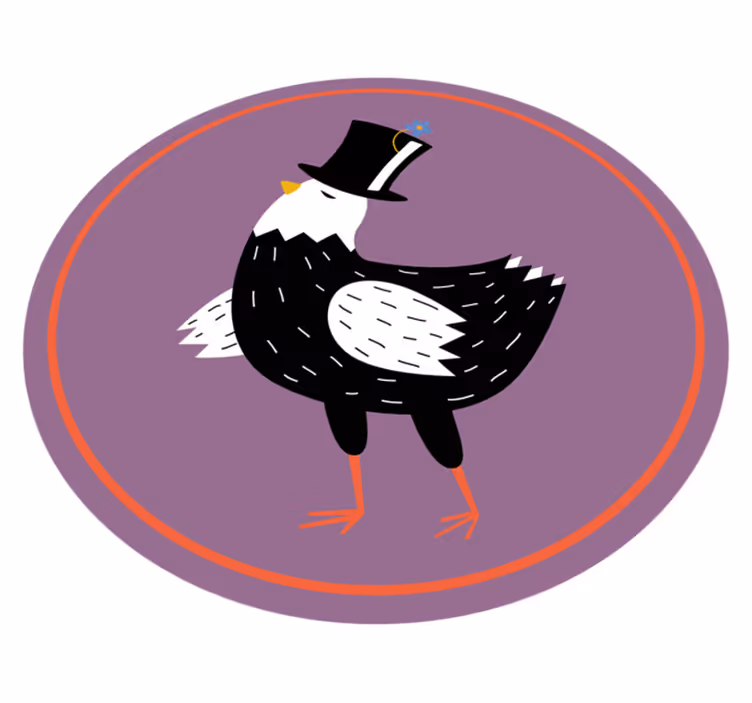 Svart og hvit kylling med klassisk hatt vinyl teppe dyr - Tenstickers