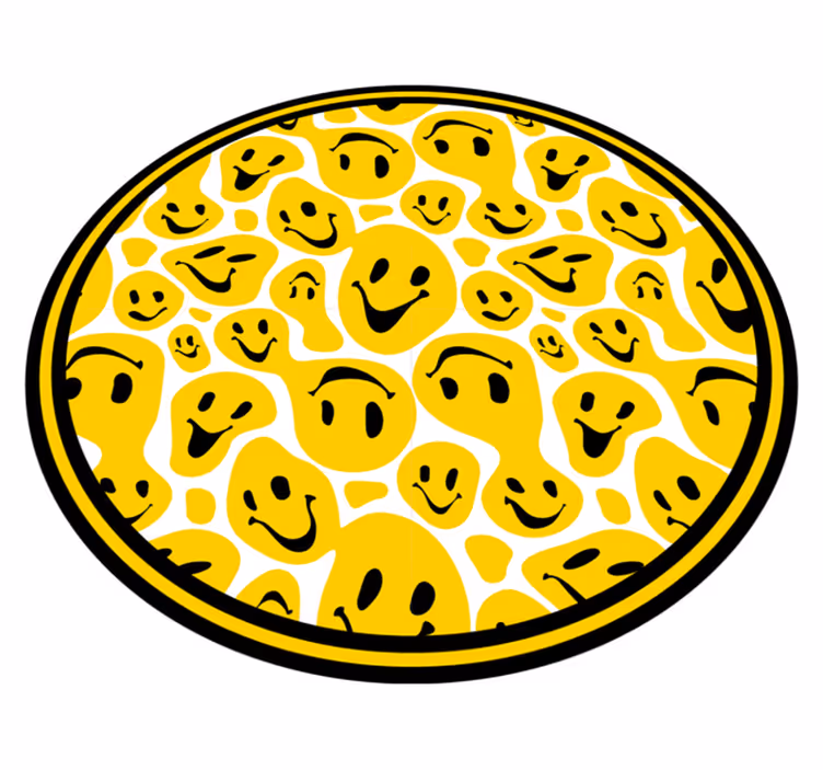 Hvite og gule smiley-uttrykksikoner vinyl teppe ungdom - Tenstickers