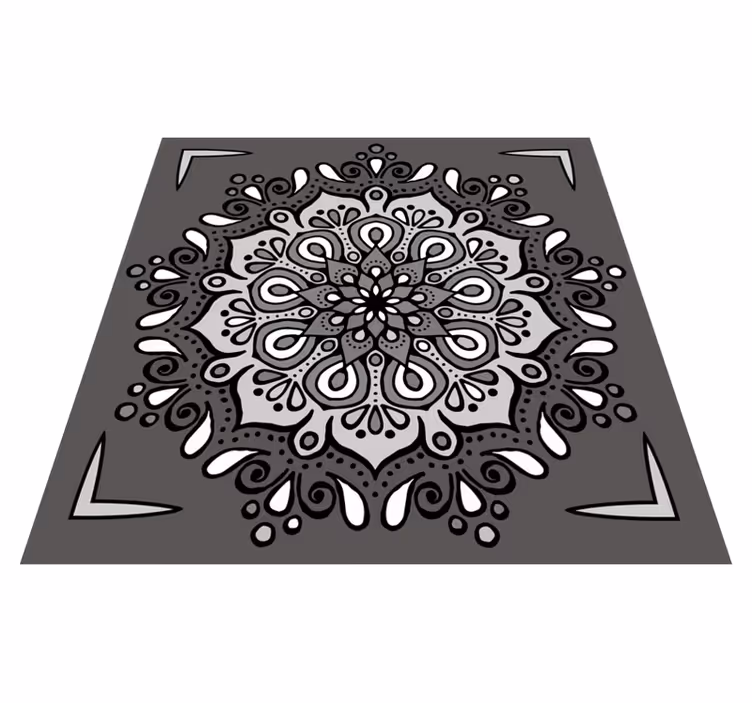 Elegant motiv på grått vinyl teppe mandala - Tenstickers