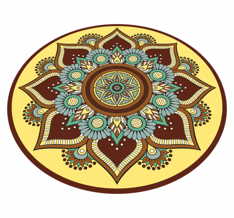 Fargerikt utsmykket mønster vinyl teppe mandala - Tenstickers