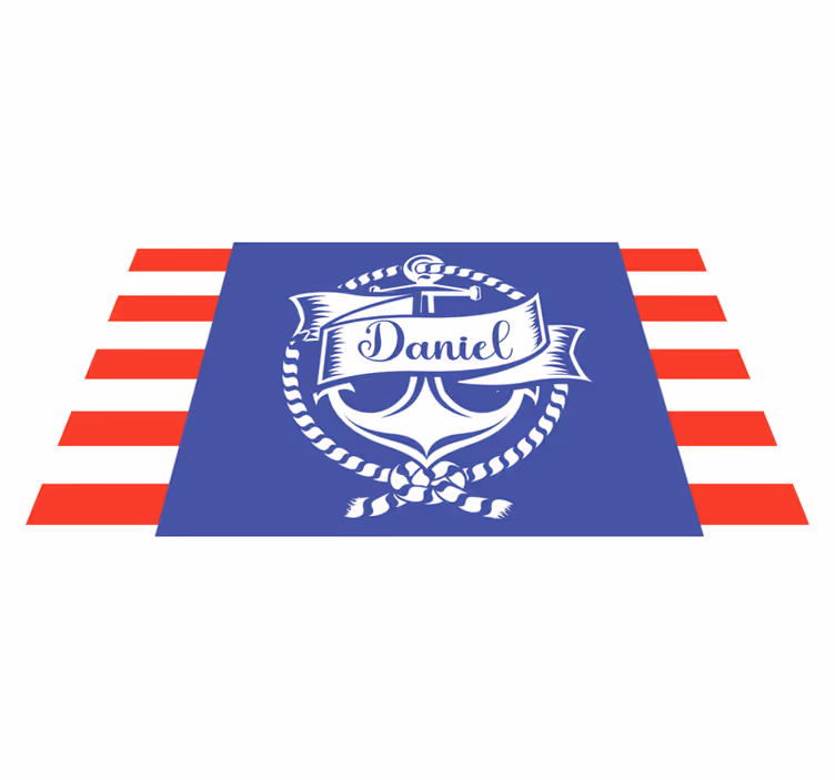 Nautisk ankerdesign vinyl teppe med navn - Tenstickers
