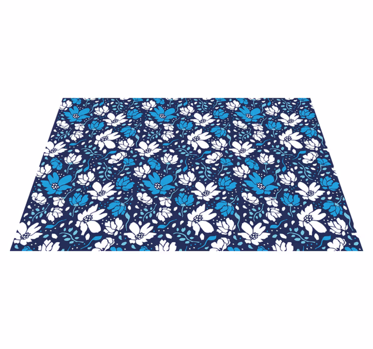 Hvite tusenfryd på blå bakgrunn vinyl teppe blomster og planter - Tenstickers