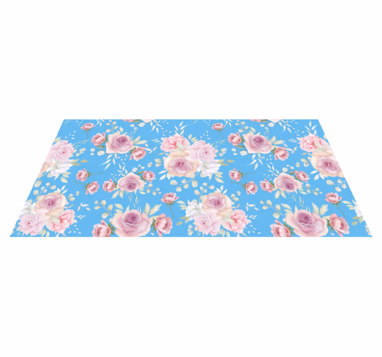 Roser på blå bakgrunn vinyl teppe blomster og planter - Tenstickers