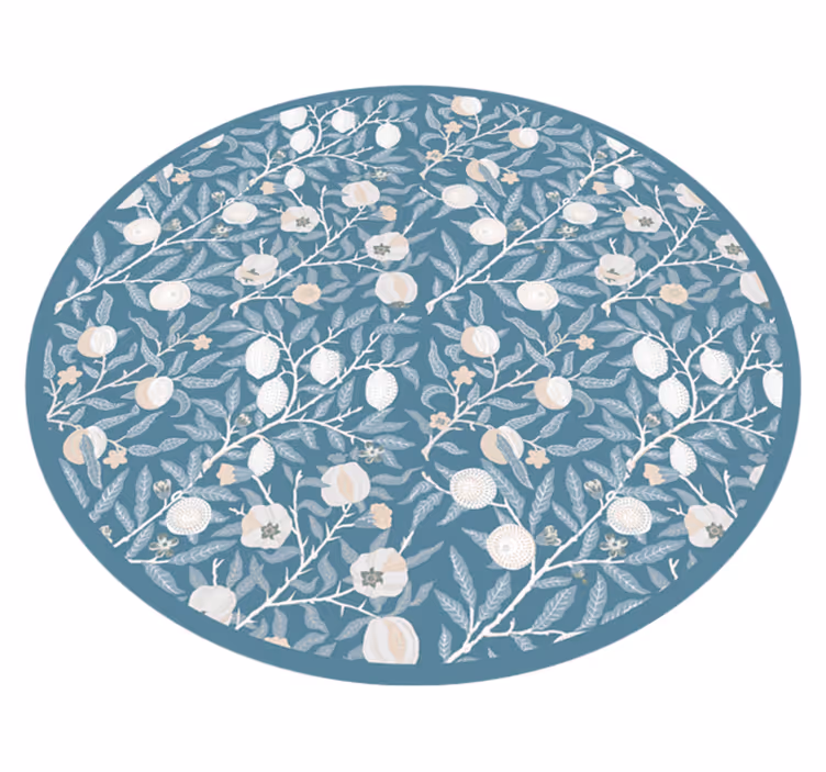 Blomsterdekorert rund vinyl teppe rund - Tenstickers