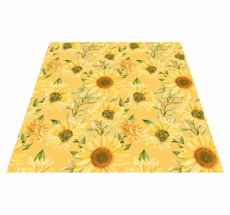 Store solsikkeblader vinyl teppe blomster og planter - Tenstickers