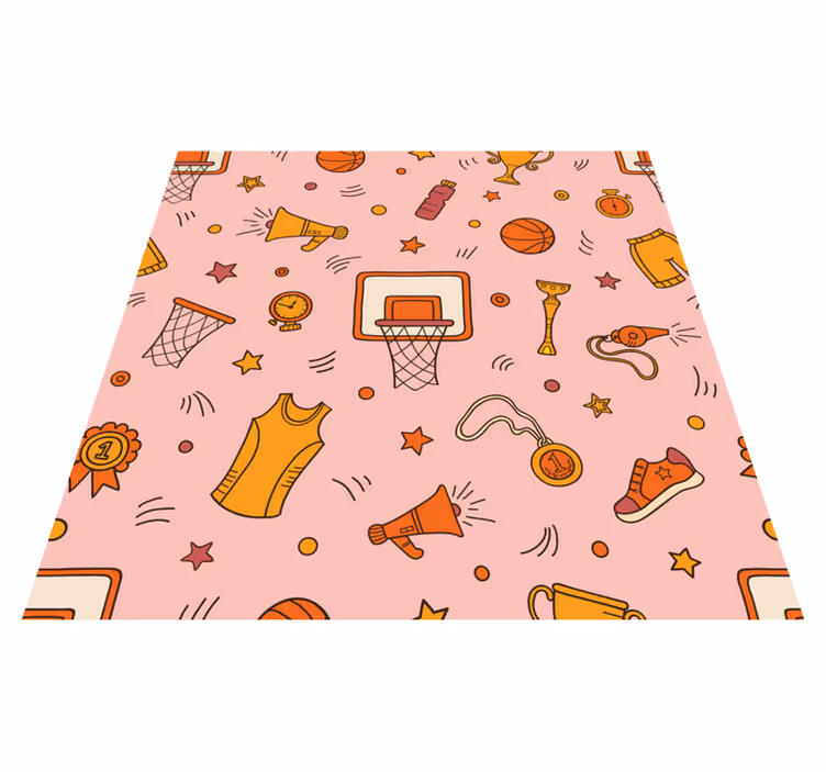 Rosa tegneserie basketballmønster vinyl teppe midtgang - Tenstickers