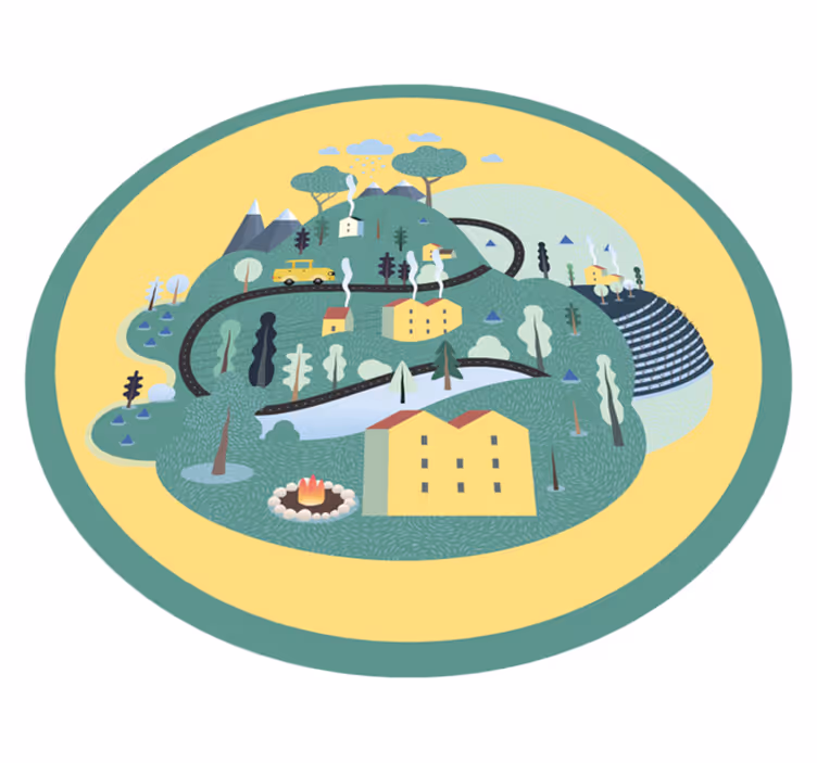 Leken landskapsreise vinyl teppe veier - Tenstickers