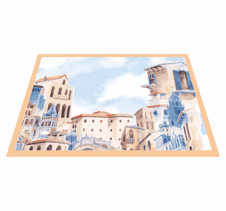 Akvarell by tegning Vinyl teppe flere barn - Tenstickers