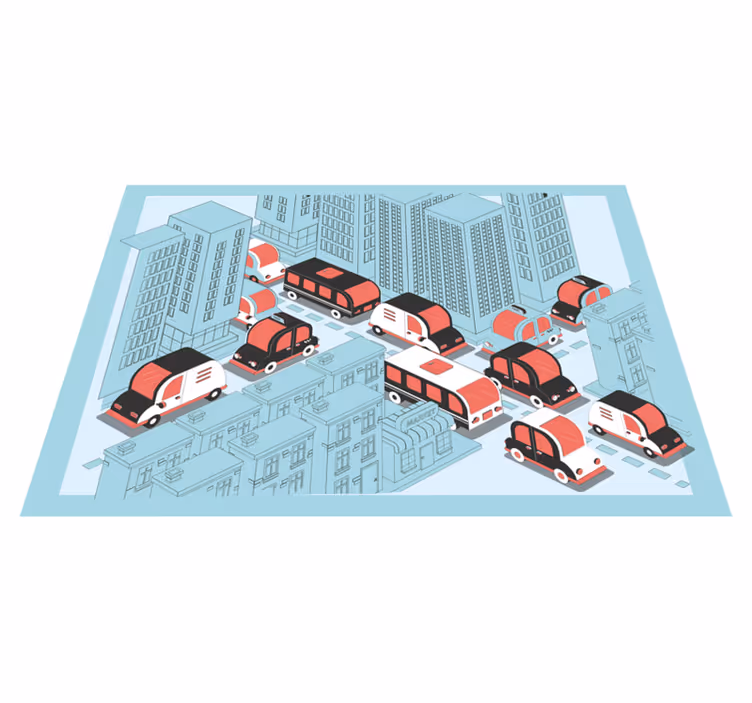 Byens trafikkscene vinyl teppe veier - Tenstickers