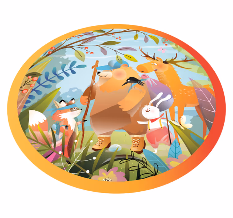 Skogvenner samles vinyl teppe spedbarn - Tenstickers