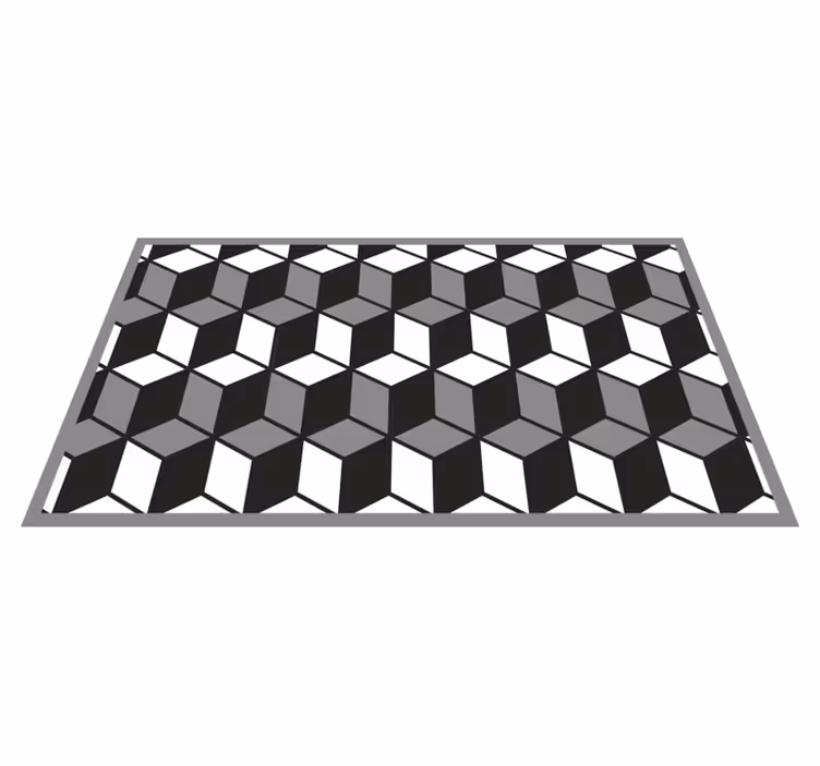 Svart hvite og grå geometriske former vinyl teppe geometrisk - Tenstickers