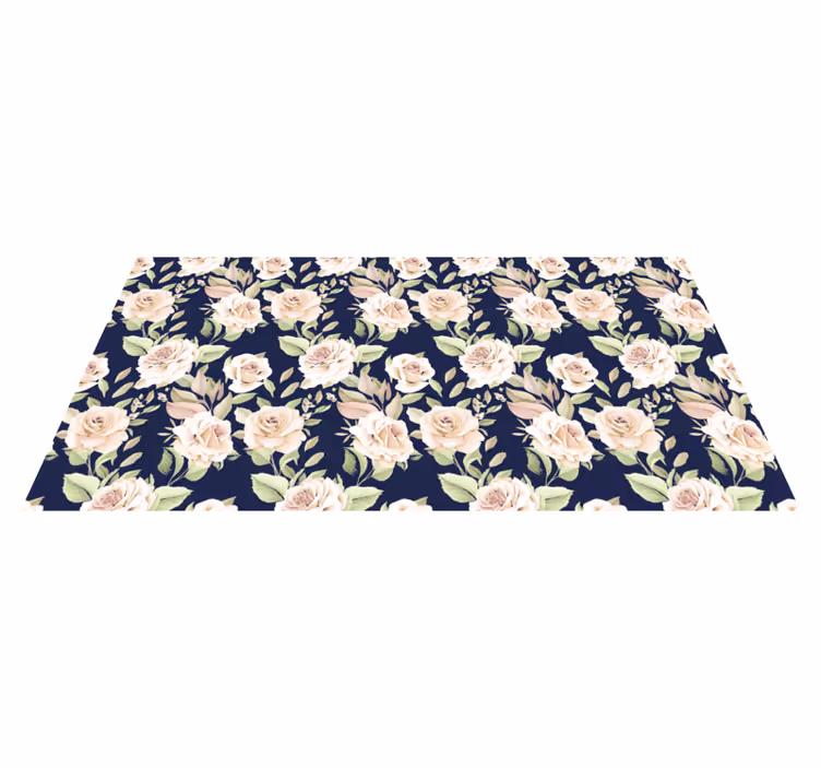 Elegant blomsterkomponent vinyl teppe natur - Tenstickers
