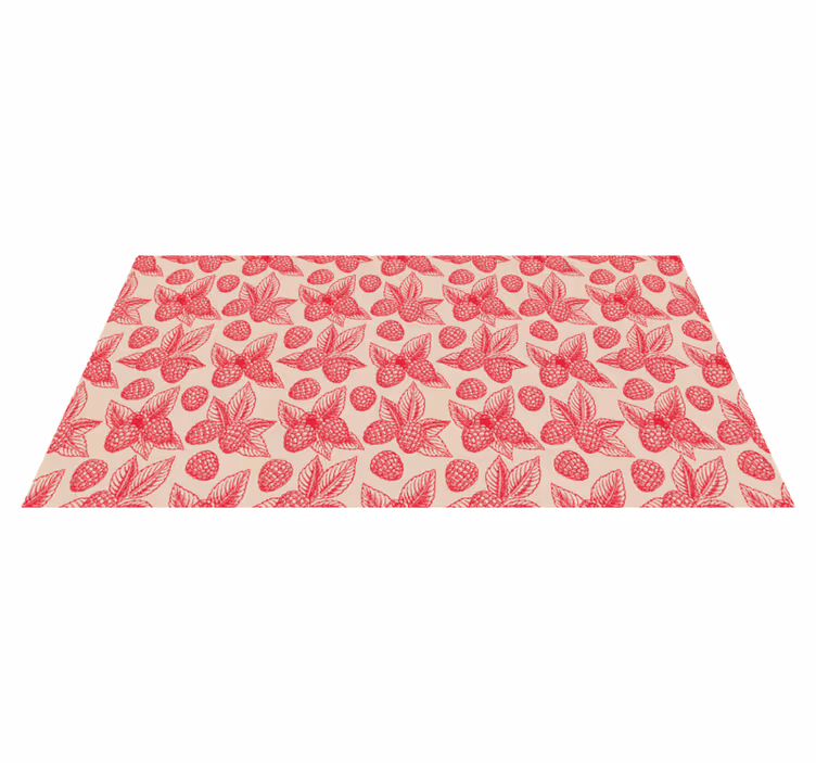 Vintage beige bringebær vinyl teppe blomster og planter - Tenstickers