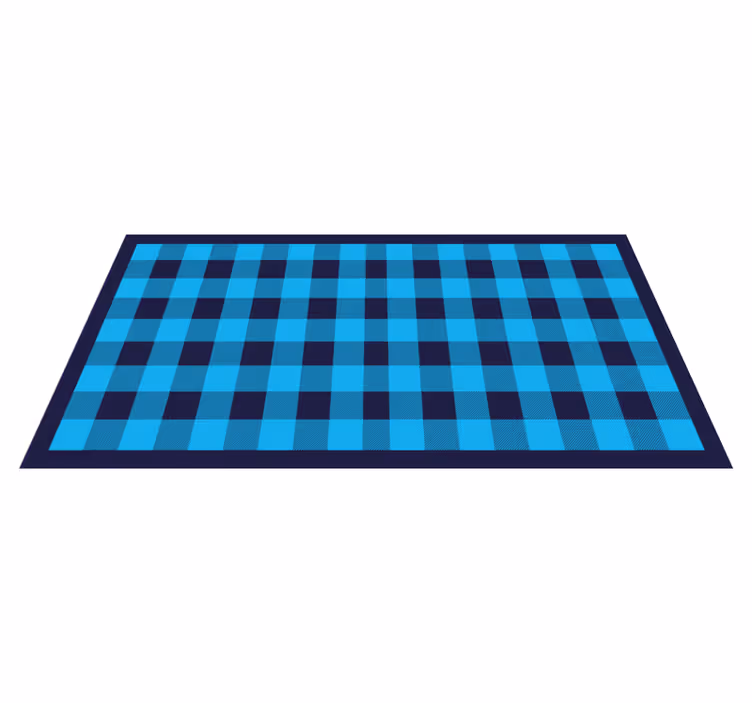 Asurblå rutete motiv vinyl teppe geometrisk - Tenstickers