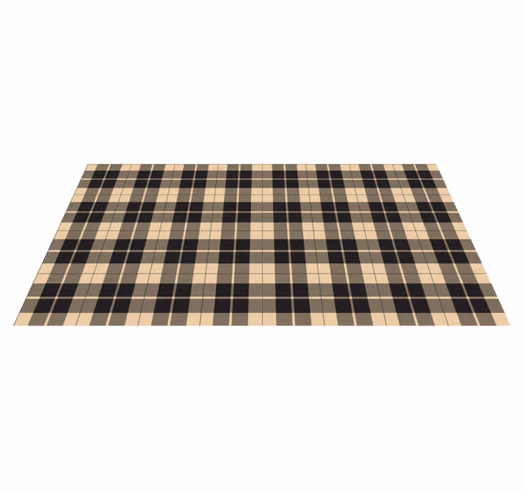 Beige og svart rutete mønster vinyl teppe rektangel - Tenstickers