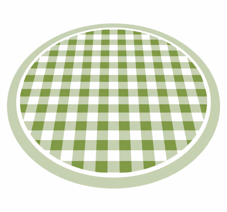 Grønt rutete motiv vinyl teppe rund - Tenstickers