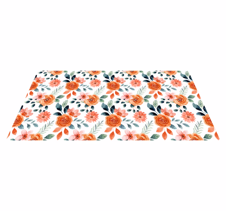 Herlig botanisk motiv vinyl teppe blomster og planter - Tenstickers
