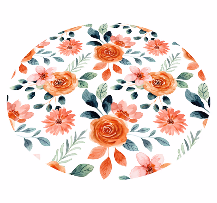 Blomsterblomstsirkel vinyl teppe mottak - Tenstickers