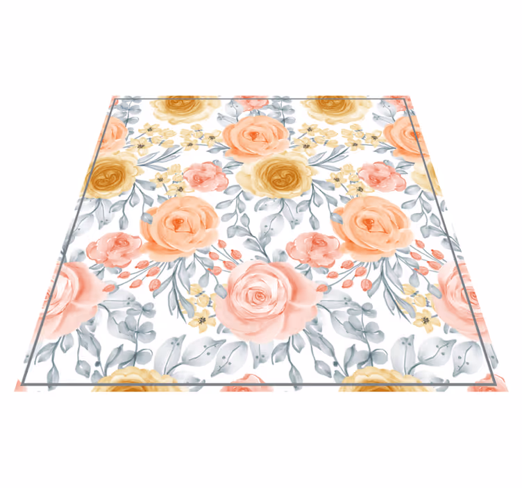 Vinyl teppe blomster og planter i rosa nyanser - Tenstickers