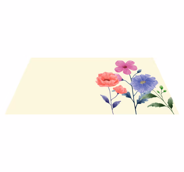 Vibrant botanisk komposisjon vinyl teppe blomster og planter - Tenstickers