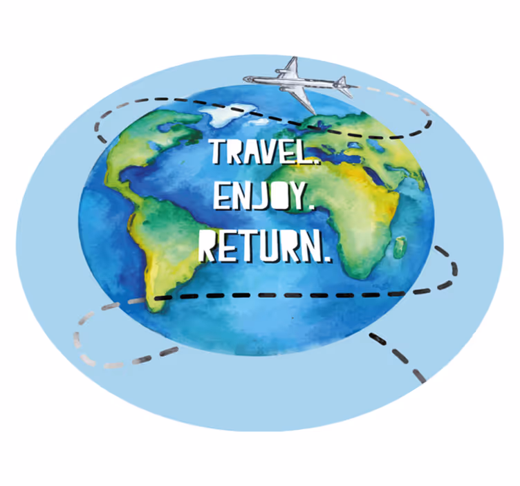 Akvarell reise bakgrunn med fly vinyl teppe rund - Tenstickers