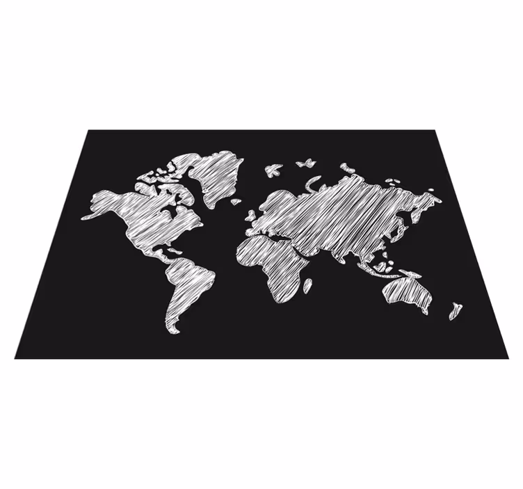 Tavle grå design vinyl teppe verdenskart - Tenstickers