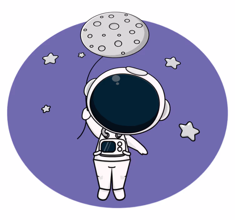 Astronaut med ballong Vinyl teppe flere barn - Tenstickers