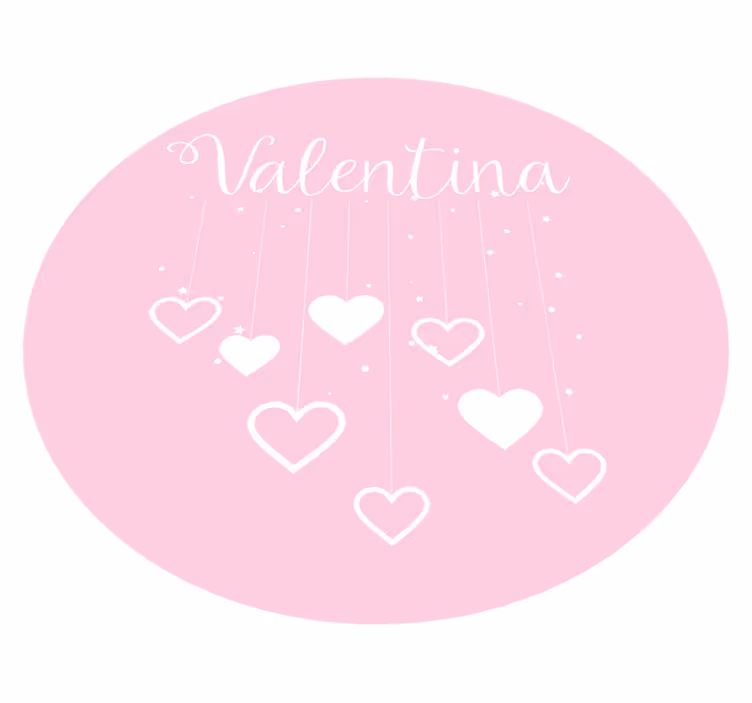 Hengende rosa hjerter med navn Vinyl teppe flere barn - Tenstickers