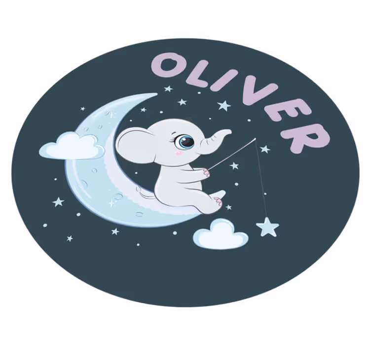 Elefant omgitt av stjerner vinyl teppe med navn - Tenstickers