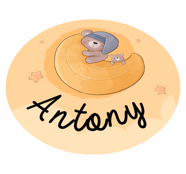 Bamse omgitt av stjerner vinyl teppe med navn - Tenstickers