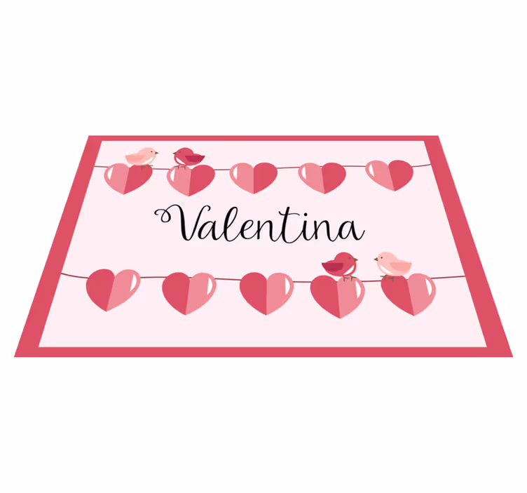 Hjertedesign vinyl teppe med navn - Tenstickers