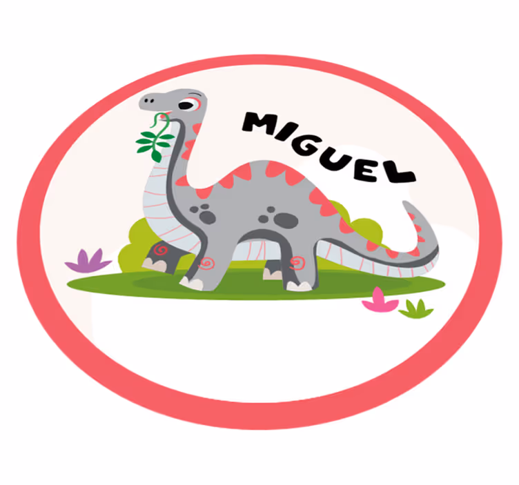 Grå dinosaur med lang hals vinyl teppe med navn - Tenstickers