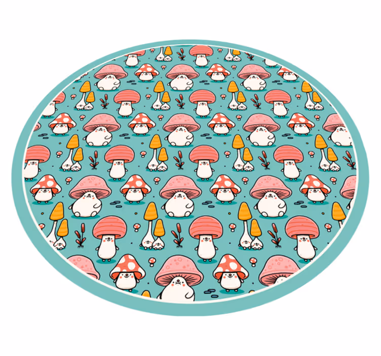 Søte sopfigurer vinyl teppe natur - Tenstickers