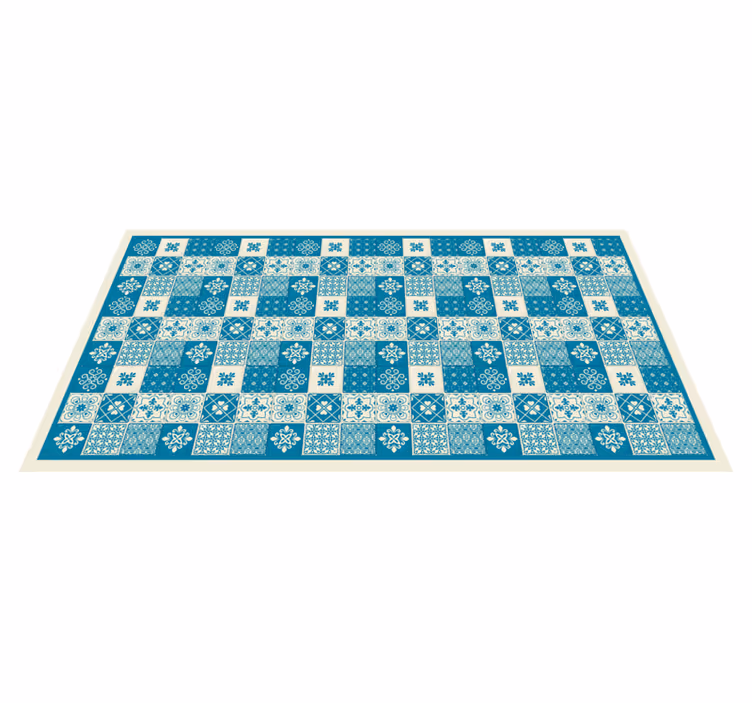 Mønstret blå mosaikk vinyl teppe hydraulisk - Tenstickers