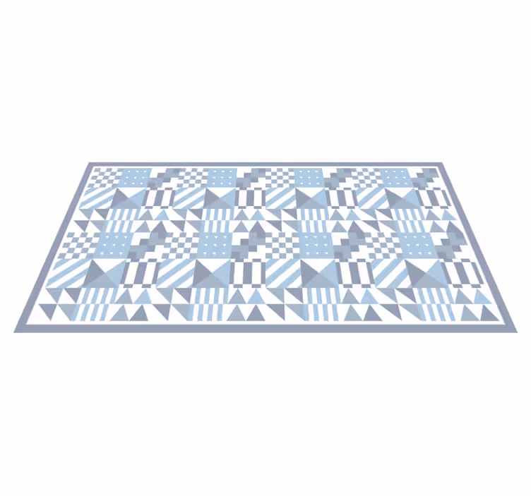 Blå geometriske mønstre vinyl teppe hydraulisk - Tenstickers