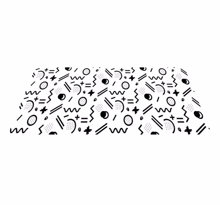 Nordisk svart-hvitt figurmønster vinyl teppe minimalistisk - Tenstickers
