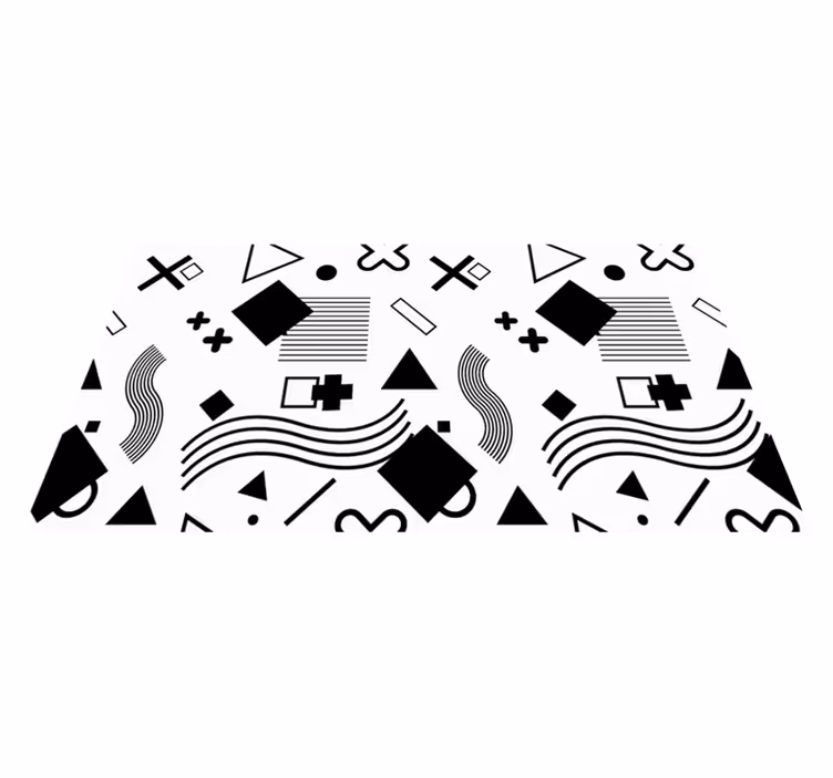 Svarte mønstre vinyl teppe geometrisk - Tenstickers