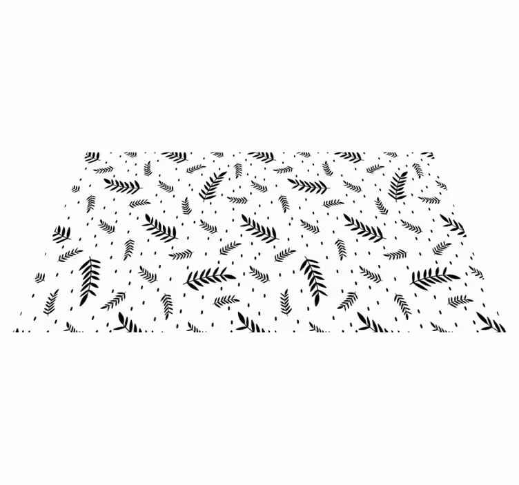 Svart bladmønster vinyl teppe natur - Tenstickers