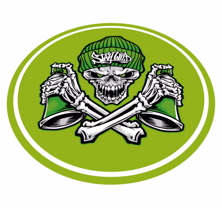 Hodeskalle og drikke vinyl teppe rund - Tenstickers