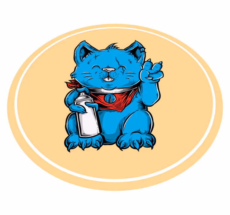 Vinyl teppe dyr blå katt med babyflaske - Tenstickers