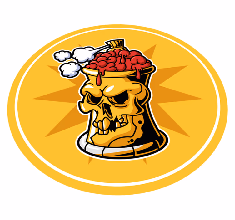 Hodeskalle hjerne bolle vinyl teppe ungdom - Tenstickers