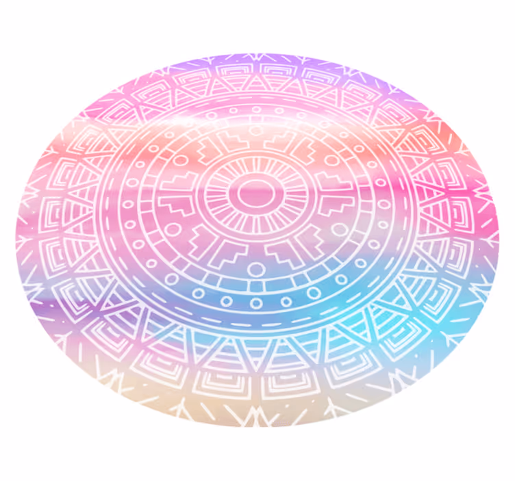 Livlig geometrisk element vinyl teppe mandala - Tenstickers
