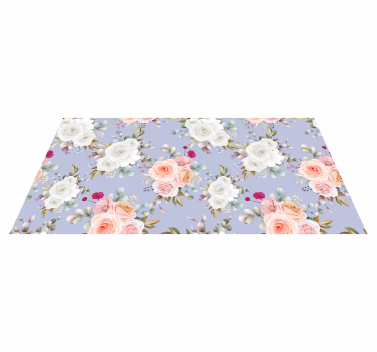 Elegante rosemønstre vinyl teppe blomster og planter - Tenstickers